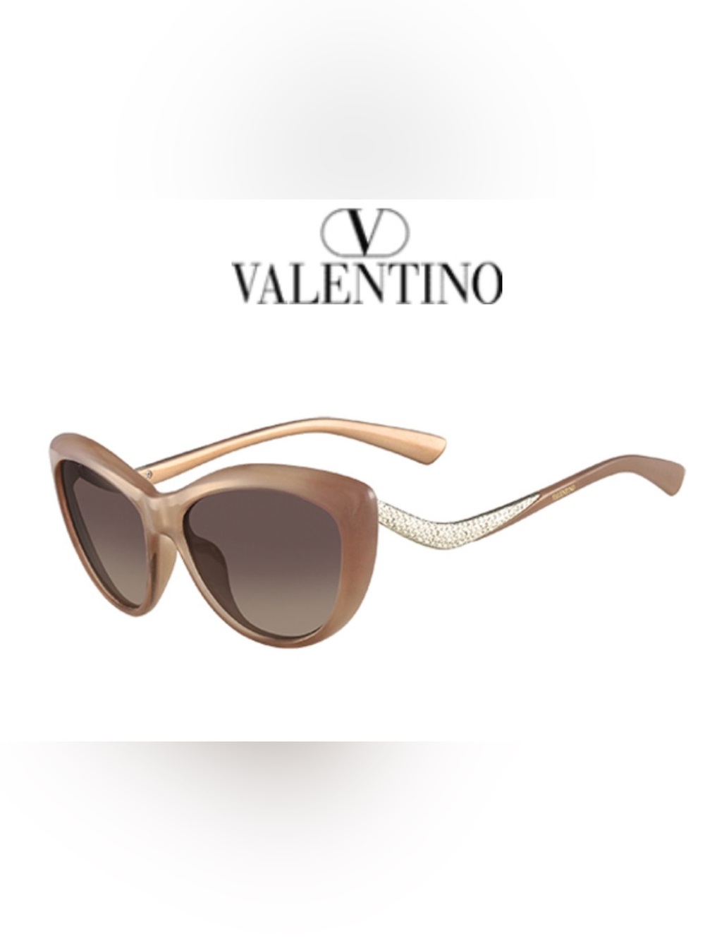 Valentino Rose Gold Gradient Cat-Eye Sunglasses with crystals.